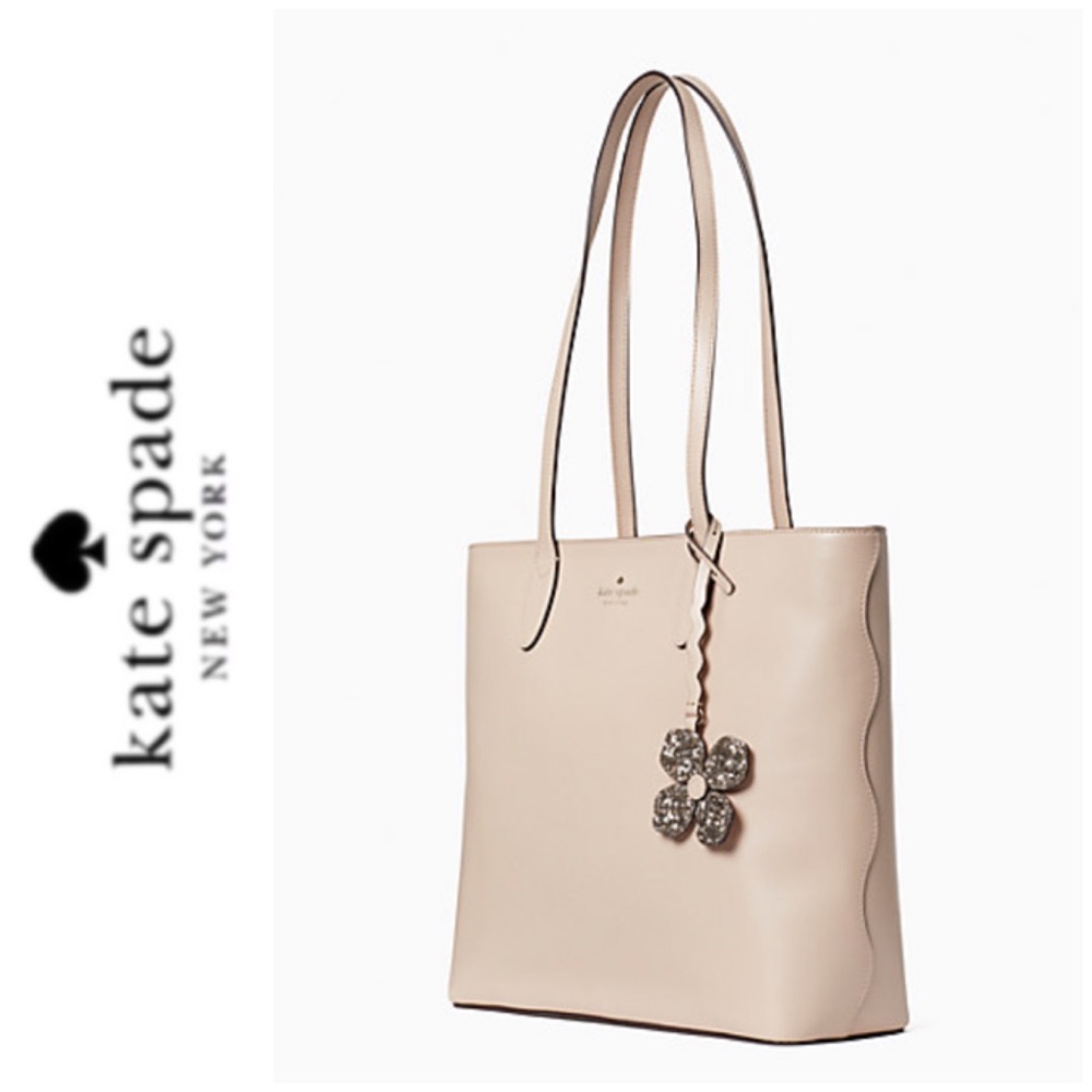 NWT Kate Spade leather zip tote warm beige